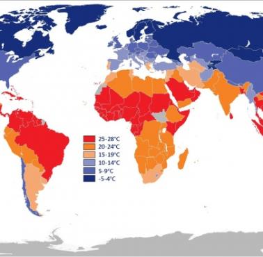 Średnia temperatura według krajów