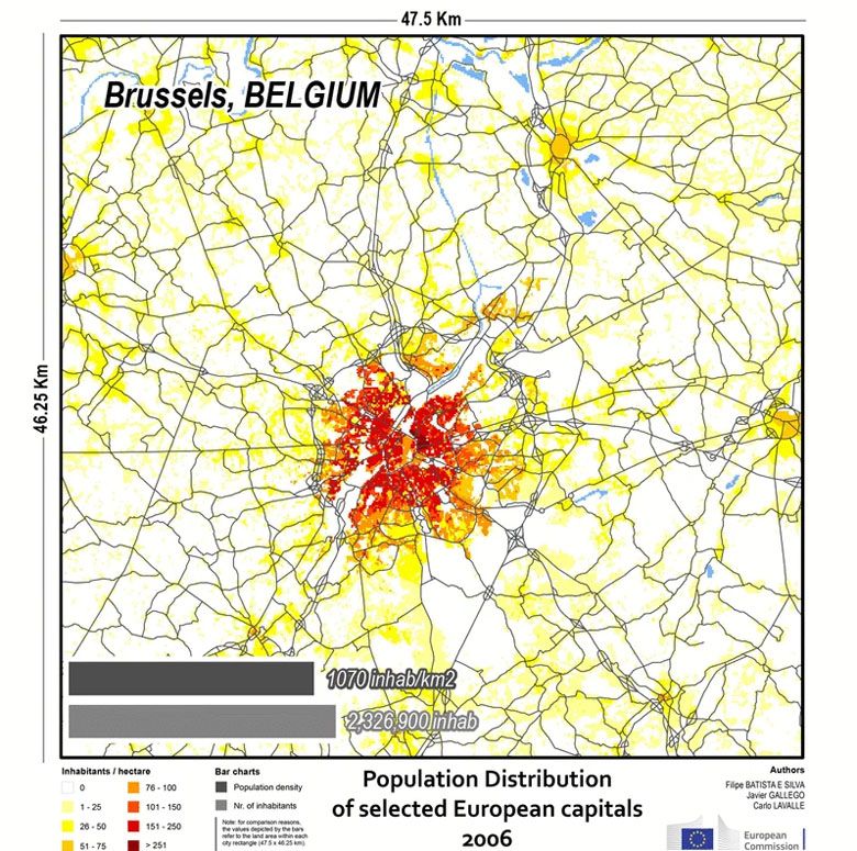 Mapy niektórych europejskich stolic w 2006 roku (animacja)