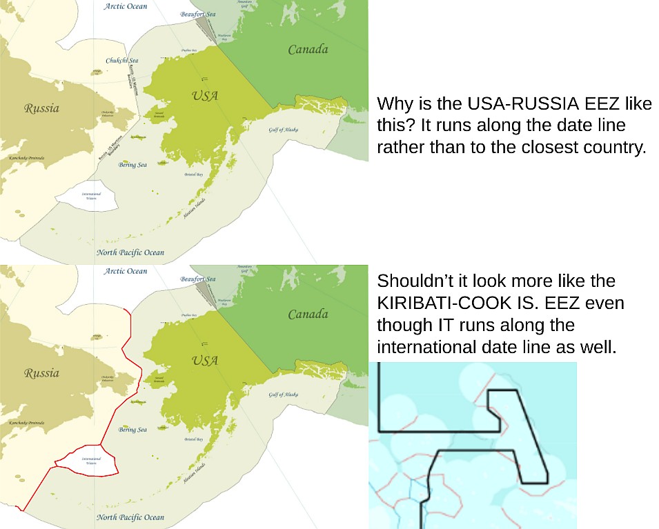 Cieśninie Beringa, strefa ekonomiczna rosyjsko-amerykańskiej granicy morskiej (EEZ - Exclusive Economic Zones)