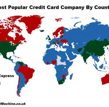 Najpopularniejsze karty płatnicze w poszczególnych państwach świata (Visa, Mastercard, American Express)