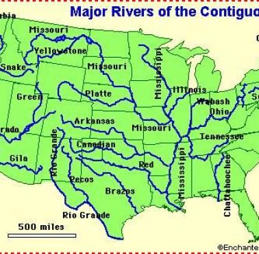 Najważniejsze rzeki USA (krwiobieg gospodarki)