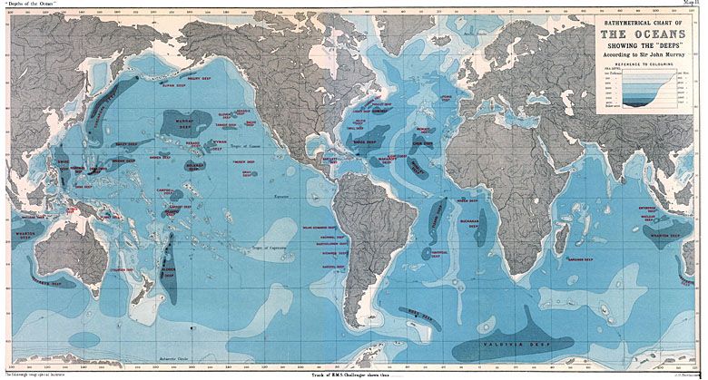 Mapa głębokości oceanów