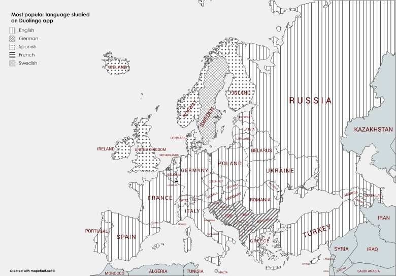Najpopularniejszy drugi język obcy w Europie na podstawie danych aplikacji Duolingo