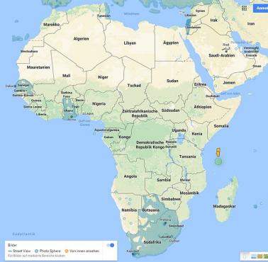 Zasięg Google Street View w Afryce