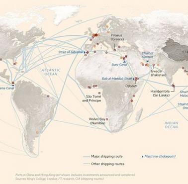 Chińskie inwestycje w transport morski, główne szlaki transportowe
