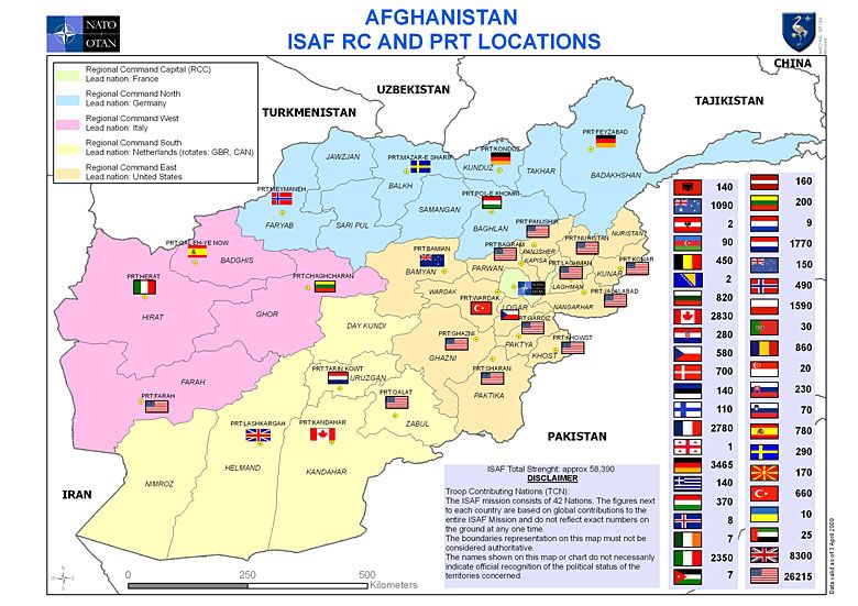 Kontyngenty poszczególnych państw NATO w Afganistanie