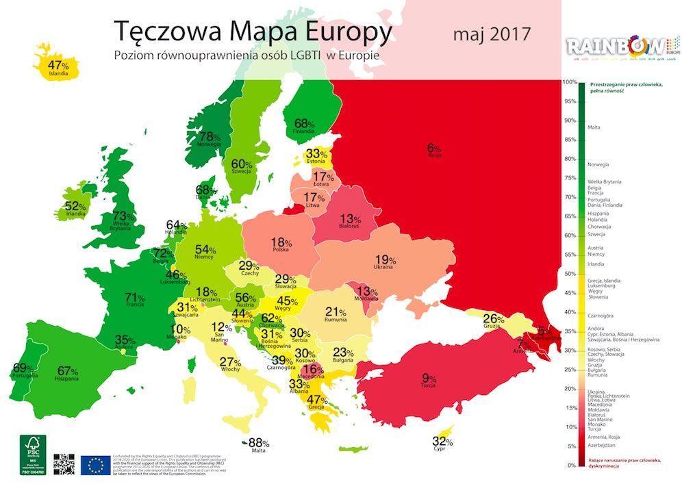 Ideologia LGBT w Europie (dane maj 2017)