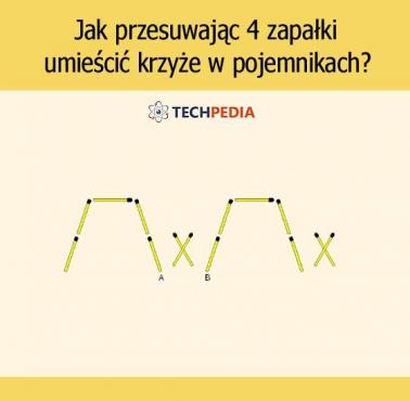 Jak przesuwając 4 zapałki umieścić krzyże w pojemnikach?