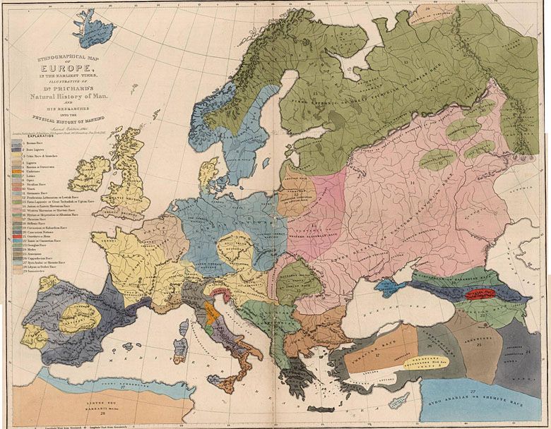 Etniczna mapa Europy z 1861 roku