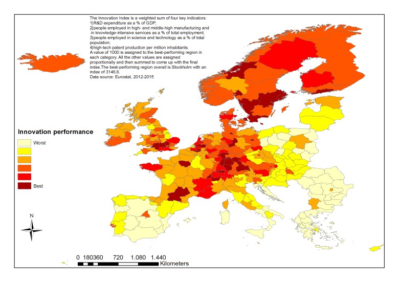 Indeks innowacyjności w europejskich regionach, 2012-2015