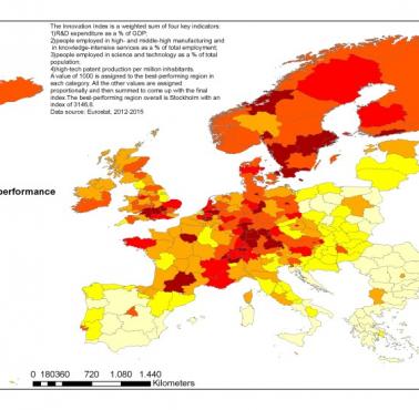 Indeks innowacyjności w europejskich regionach, 2012-2015