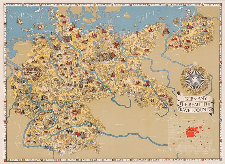 Mapa turystyczna Niemiec w czasach III Rzeszy