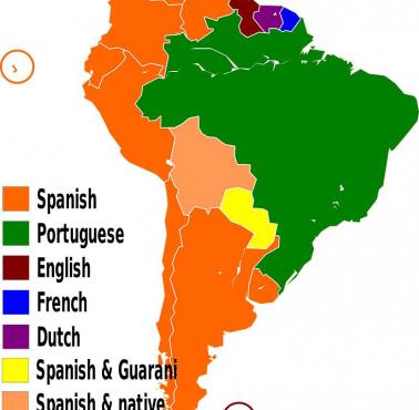 Główne języki w poszczególnych krajach Ameryki Południowej