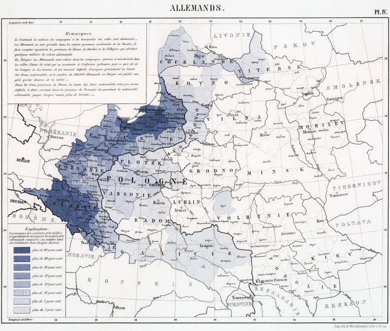 Mapy etnograficzne zachodniej części Rosji autorstwa Rodericha von Erckerta, 1863, Niemcy