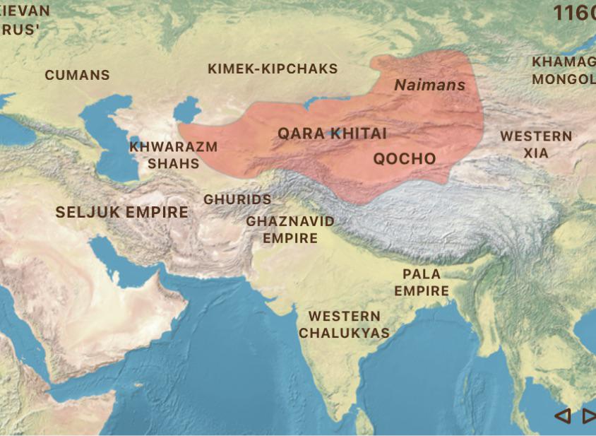 Qara Khitai (Chanat Kara Kitajów) rządzony przez proto Mongołów w latach 1124-1218