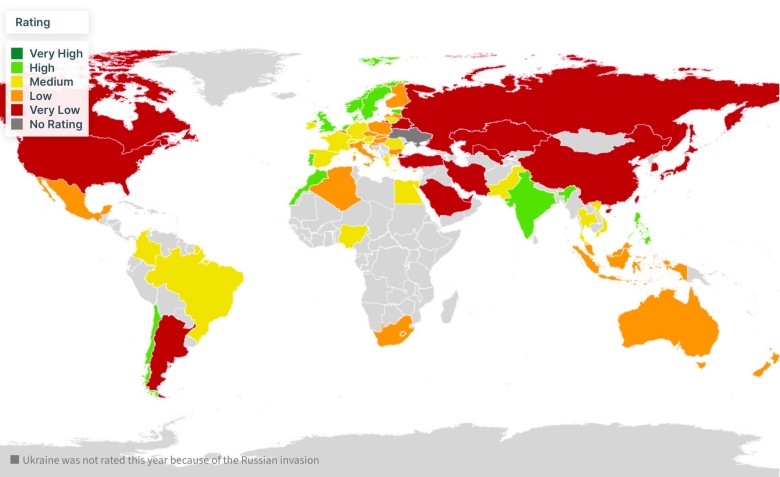 Wskaźnik efektywności (Climate Change Performance Index) w zakresie zmian klimatu 2025