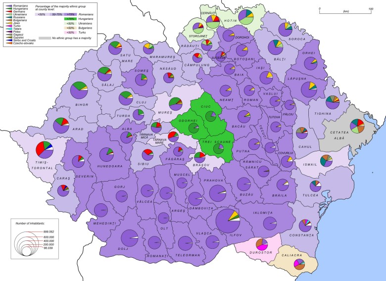 Etniczna mapa Rumunii, stan z 1930 roku