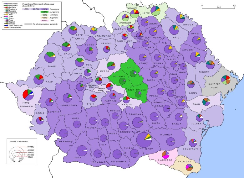 Etniczna mapa Rumunii, stan z 1930 roku 