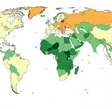 Wskaźniki wzrostu populacji w poszczególnych państwach świata (dane 2016)