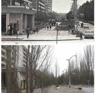 Opuszczone w wyniku katastrofy w Czarnobylu miasto Prypeć, kiedyś i teraz
