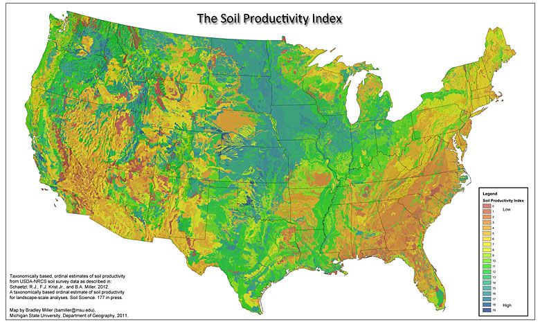 Mapa jakości (produktywności) gleby w USA