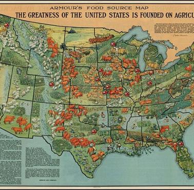 Produkcja żywności w USA, mapa z 1922 roku