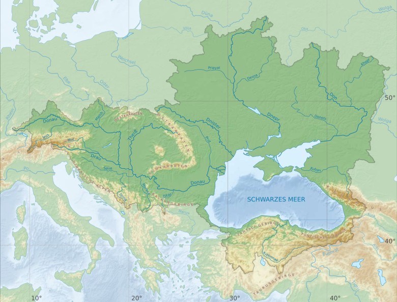 Mapa zlewiska Morza Czarnego
