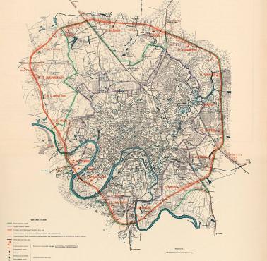 Mapa Moskwy z naniesioną siecią transportową z lat 1903-1908