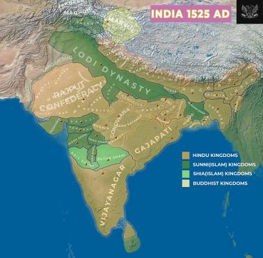Indie w 1525 roku, Półwysep Indyjski