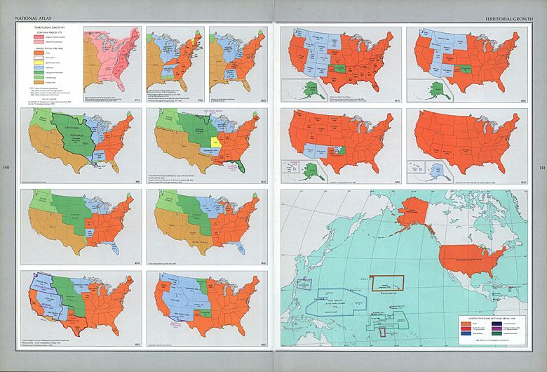 Powiększanie się terenów USA między 1775 a 1970 rokiem