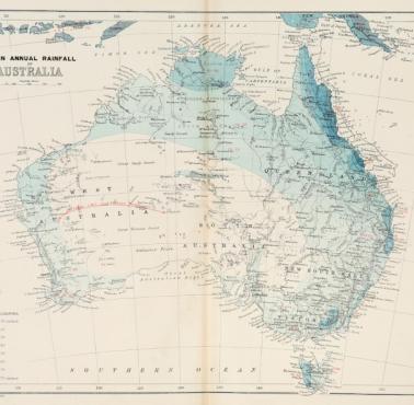 Średnioroczne opady w Australii w 1890 roku