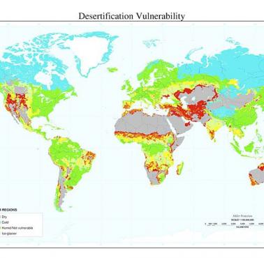 Obszary na świecie zagrożone pustynnieniem 