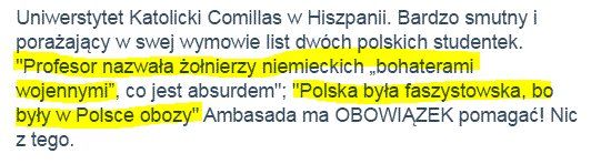 Studentki przeciwne nazywaniu Polski krajem faszystowskim. Zostały wydalone uczelni w Hiszpanii 