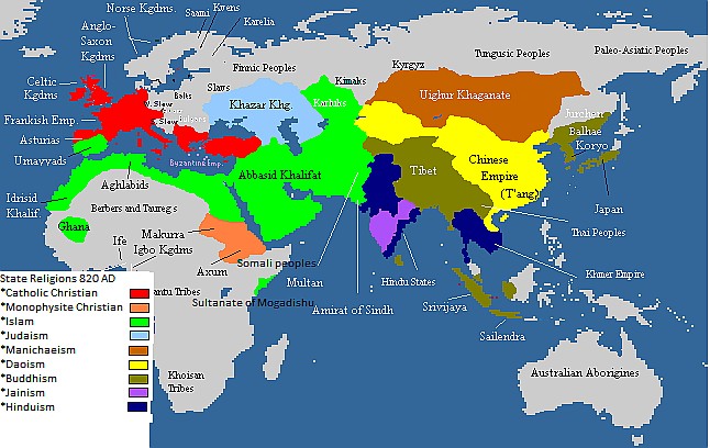 Oficjalne religie państwowe w 820 r. n.e.
