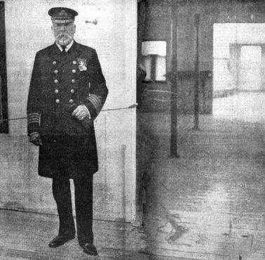 Kapitan Edward J. Smith pozuje na mostku Titanica, zaledwie kilka godzin przed wyjściem w swoją ostatnią podróż, Southampton
