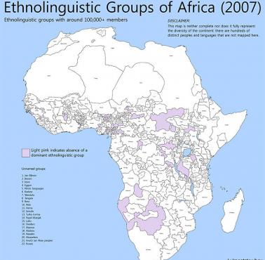 Etnolingwistyczne grupy Afryki, około 2007