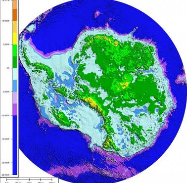 Mapa Antarktyki bez czapy lodowej P.V. Heinricha