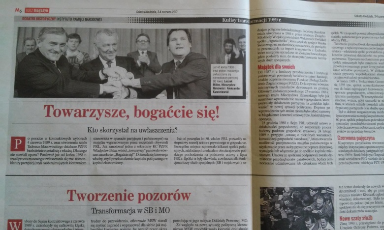 Główne hasło partyjnych po 1989 roku - Towarzysze, bogaćcie się!
