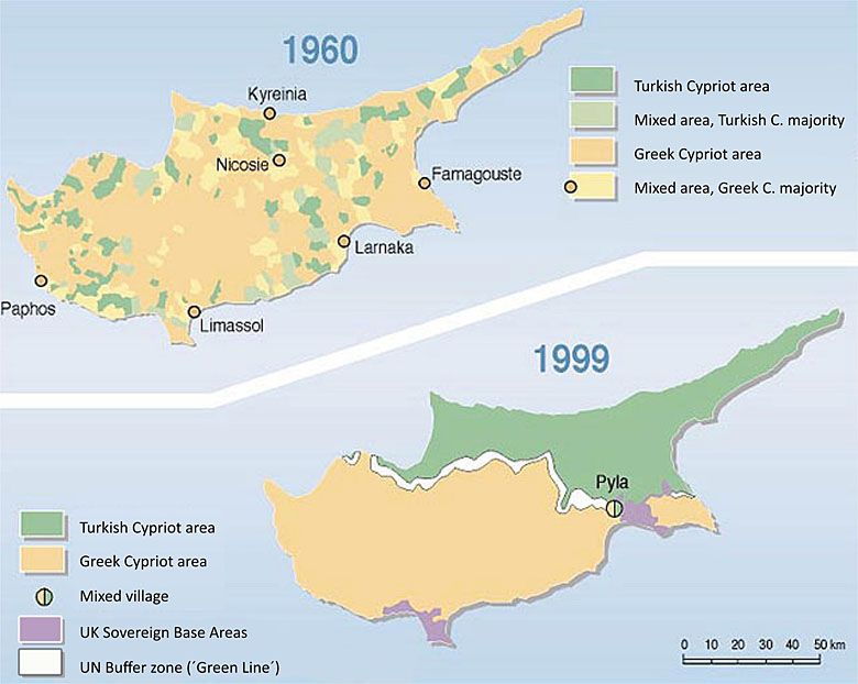 Podział etniczny Cypru, 1960 i 1999