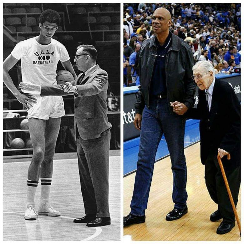 Kareem Abdul Jabbar i jego trener John Wooden, kiedyś i po latach