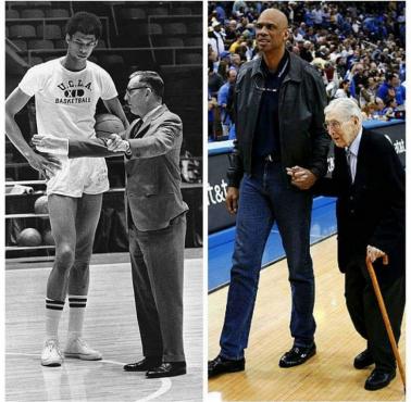 Kareem Abdul Jabbar i jego trener John Wooden, kiedyś i po latach