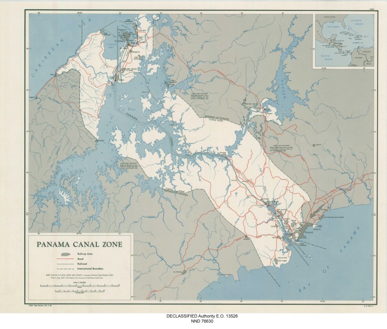 Mapa CIA strefy Kanału Panamskiego, 1948