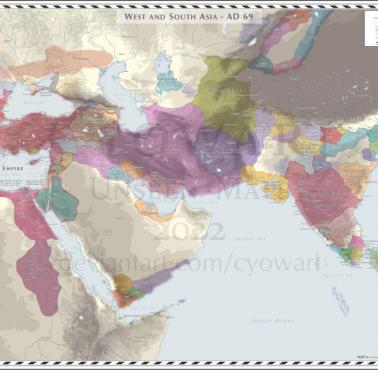 Mapa Azji Zachodniej i Południowej w 69 roku n.e.