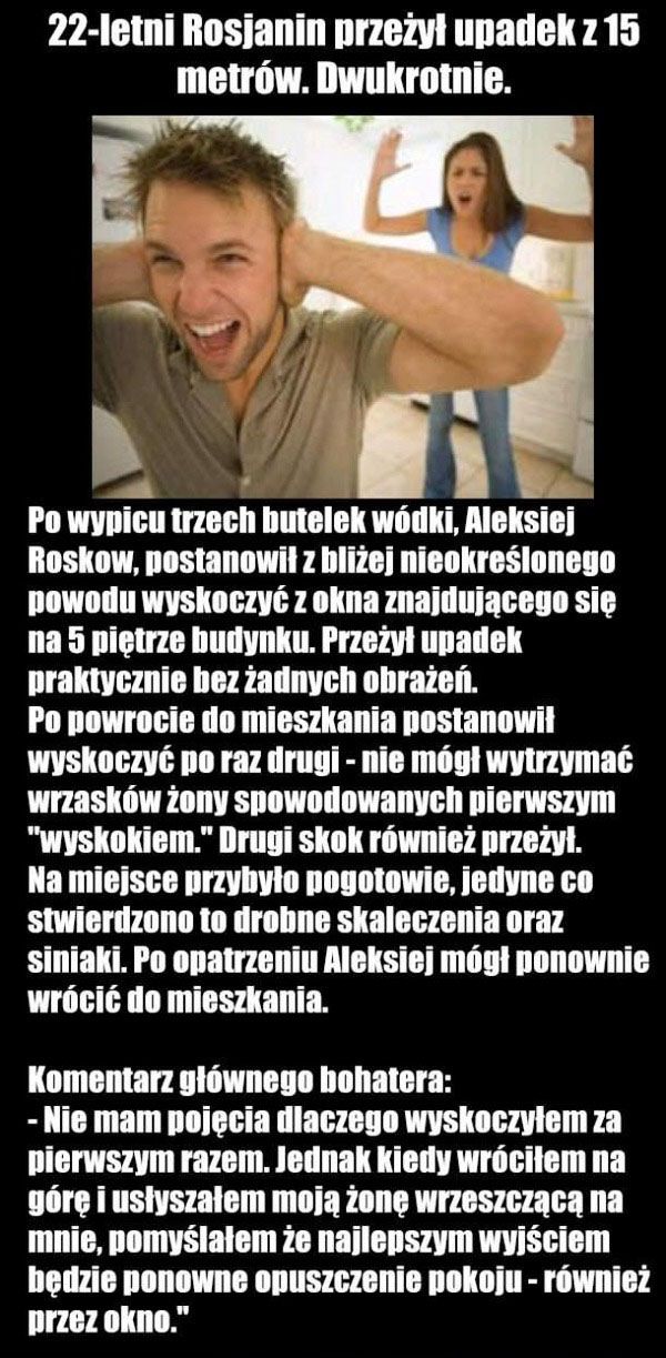22-letni Rosjanin przeżył upadek z 15 metrów, dwukrotnie .... 