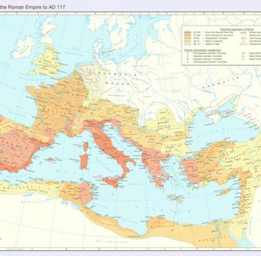 Zasięg i ekspansja Imperium Rzymskiego, 117 r n.e.