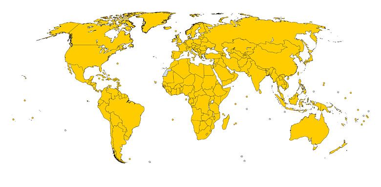 Kraje i terytoria obsługiwane przez DHL