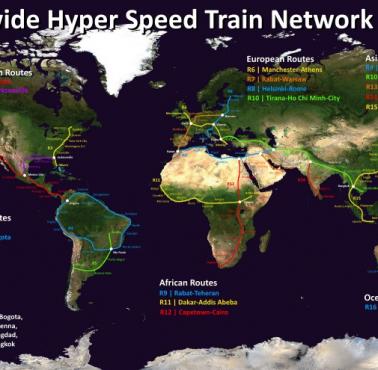 Hipotetyczna (propozycja) mapa kolei dużych prędkości
