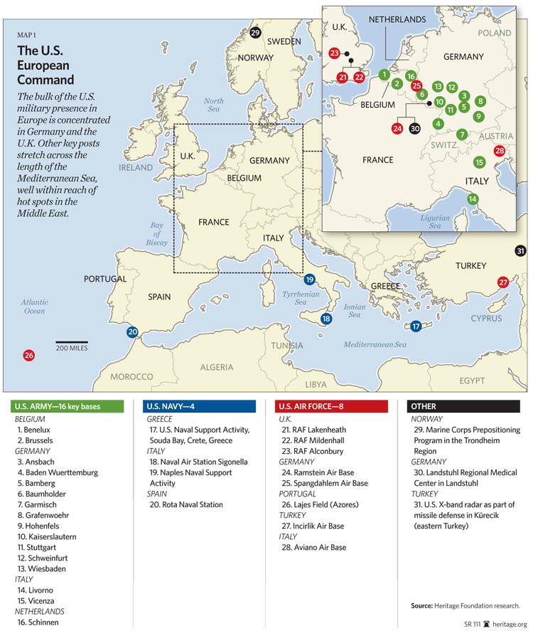 Rozmieszczenie Kluczowych Ameryka skich Baz W Europie Stan 2012