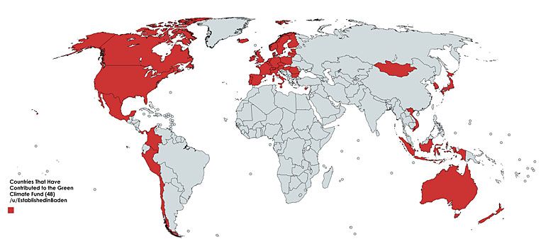 Państwa, które sponsorują Zielony Fundusz Klimatyczny (Green Climate Fund)