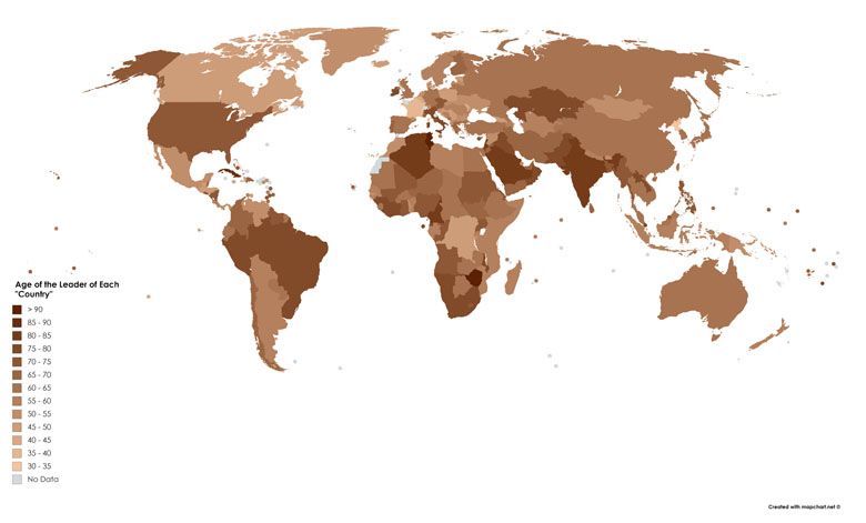 Wiek liderów w poszczególnych państwach świata